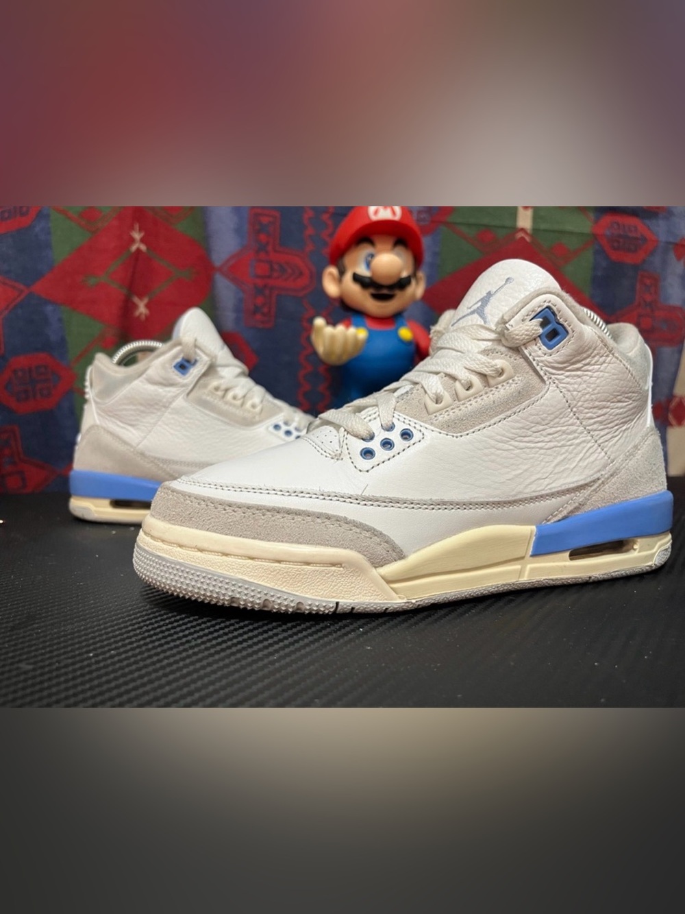 Nike Air Jordan 3 Kids White/Blue Casual Sneakers gym shorts  colorway Sz 6y